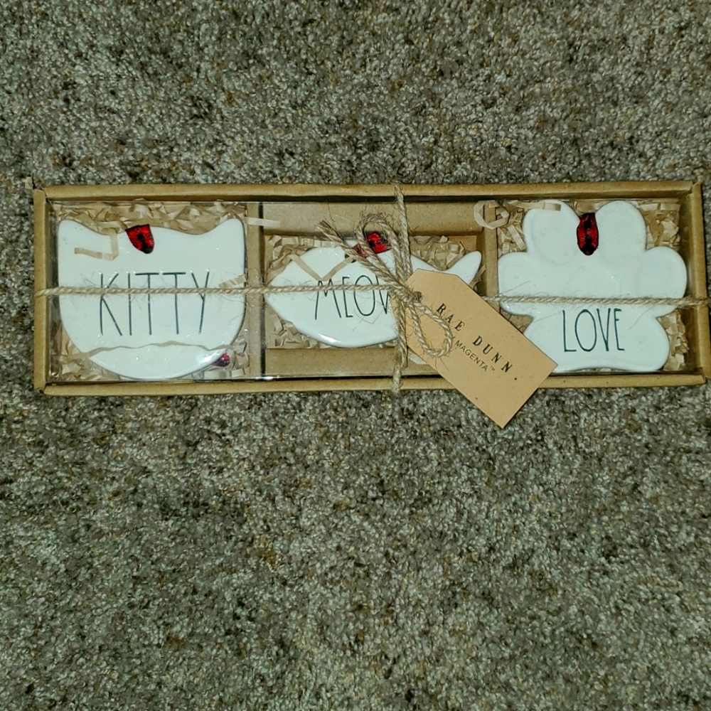 Rae Dunn kitty ornaments